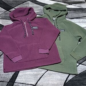 VS PINK Sherpa Half-Zip Hoodie Pull-over Shirts Bundle